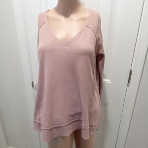 Hyped Unicorn Size S Pink Deep V-Neck Thermal Tunic
